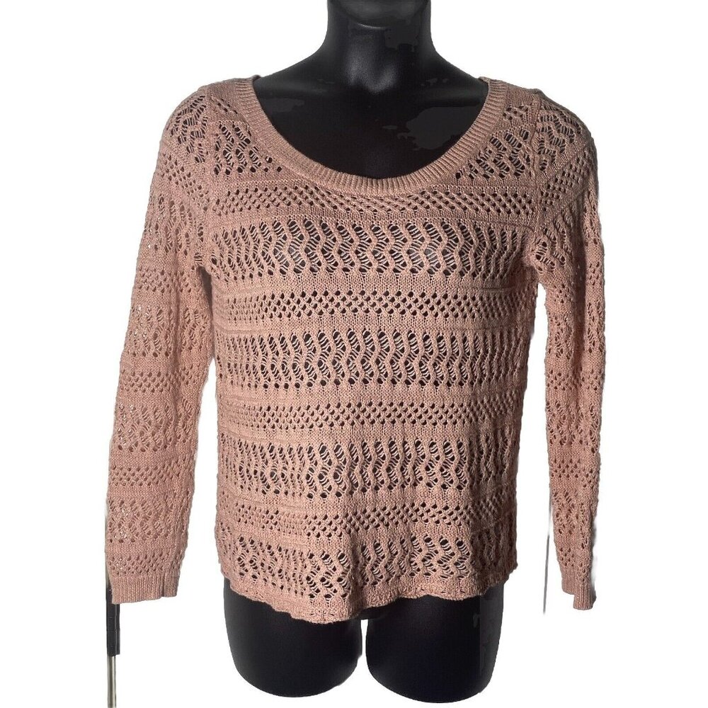 a.n.a. A New Approach Pink Medium Loose Open Knit Sweater Beach Fall Vacation